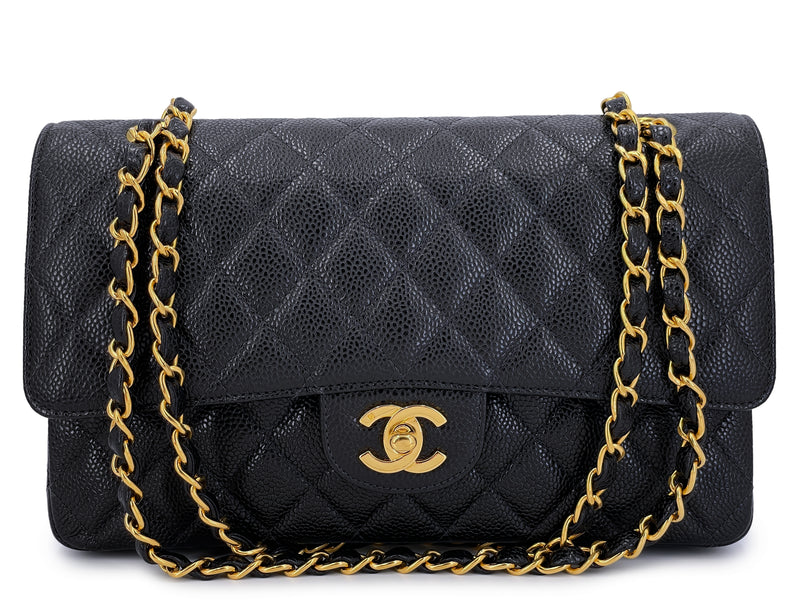 Pristine Chanel Vintage Black Caviar Medium Classic Double Flap Bag 24k GHW