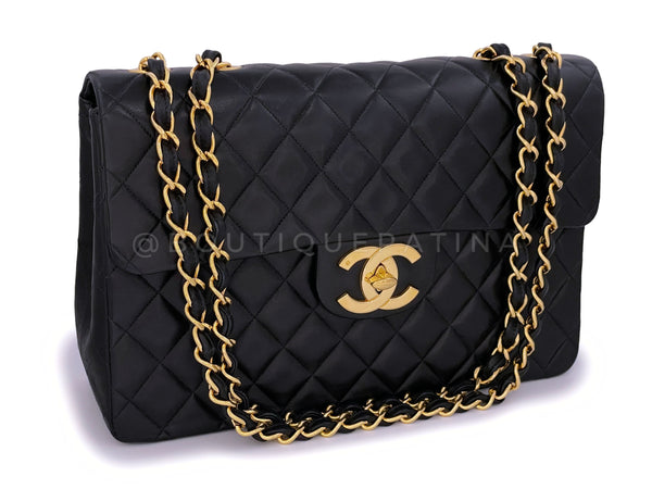 Chanel 1995 Vintage Black Maxi "Jumbo XL" Flap Bag 24k GHW - Boutique Patina