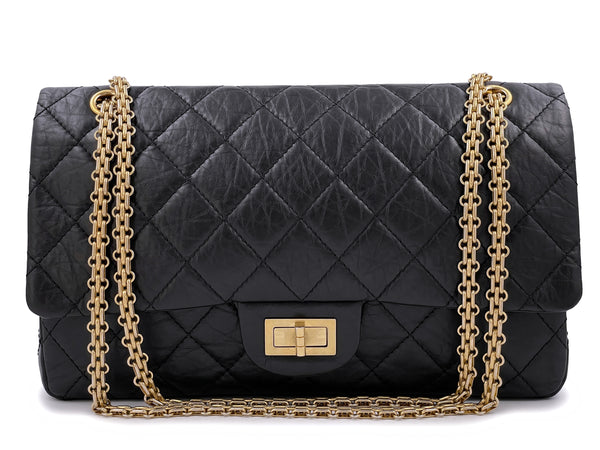 Chanel 2009 Black Aged Calfskin Reissue Large 227 2.55 Flap Bag GHW