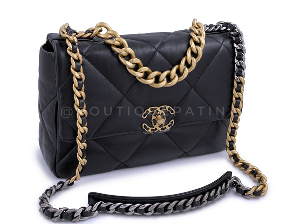 NIB 21C Chanel 19 Black Medium Flap Bag - Boutique Patina