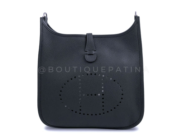 NIB Hermes Black Evelyne III PM 29cm Bag PHW Clemence - Boutique Patina