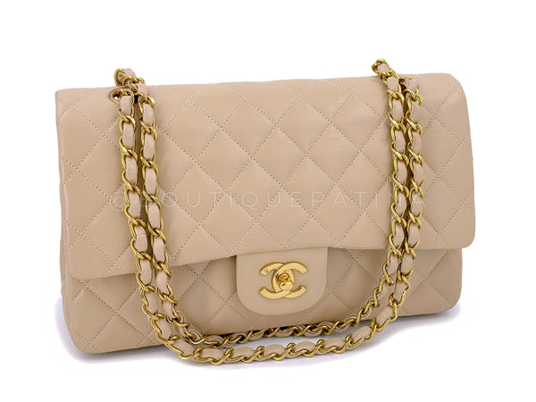 Chanel 1994 Vintage Beige Medium Classic Double Flap Bag 24k GHW - Boutique Patina