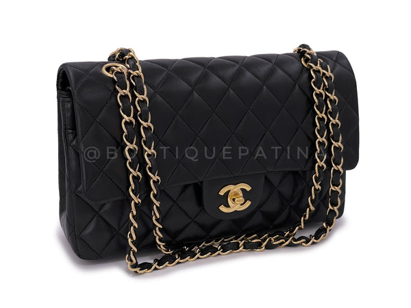 Chanel Vintage Black Medium Classic Double Flap Bag 24k GHW Lambskin - Boutique Patina