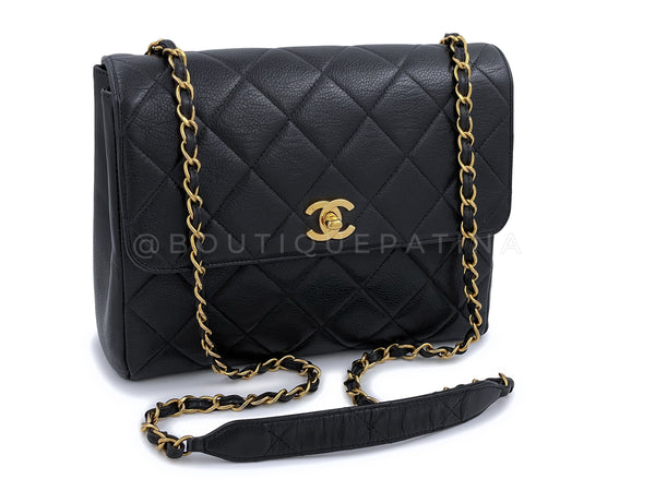 Chanel Vintage Caviar Medium Crossbody Flap Bag Black Square 24k GHW - Boutique Patina