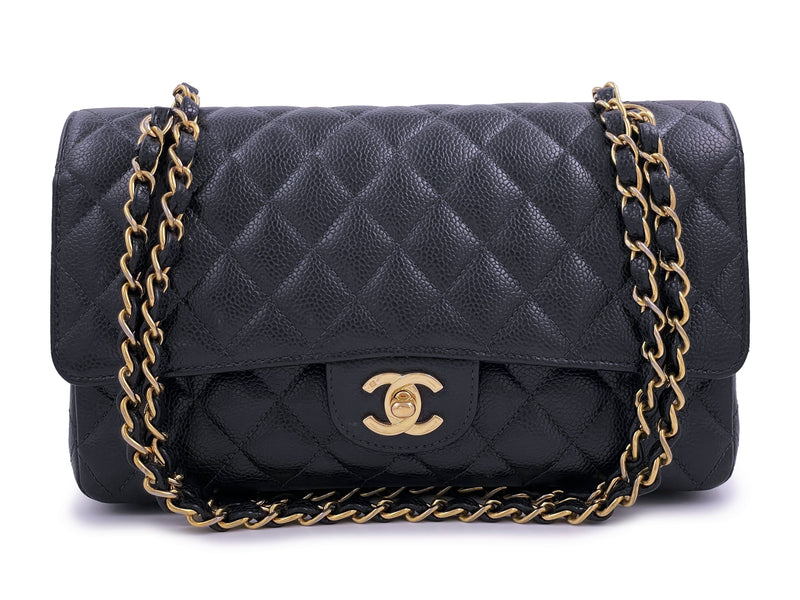 Chanel Vintage 24k Black Caviar Medium Classic Double Flap Bag
