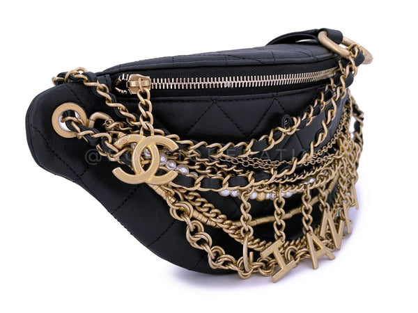 Limited 19A Chanel All About Chains Black XL Waist Bag Fanny Pack - Boutique Patina