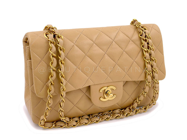 Chanel 1994 Vintage Beige Small Classic Double Flap Bag 24k GHW - Boutique Patina