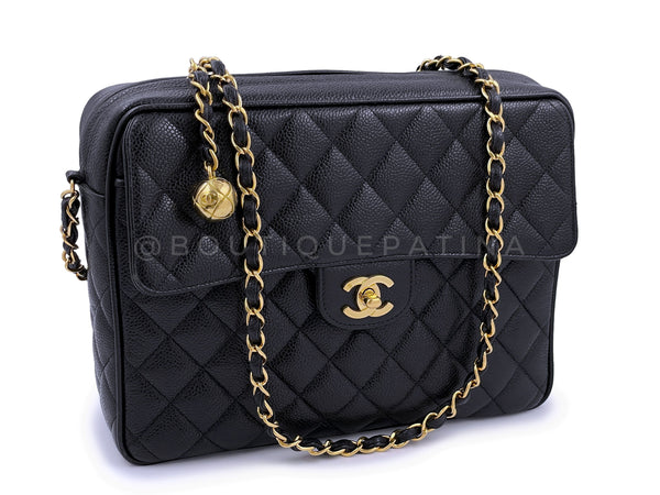 Chanel Vintage Black Caviar Flap Camera Case Bag 24k GHW - Boutique Patina