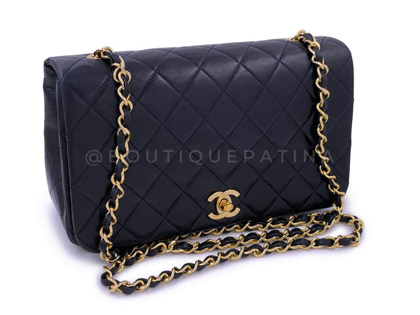 Chanel Vintage Midnight Black Timeless Classic Full Flap Bag 24k GHW - Boutique Patina