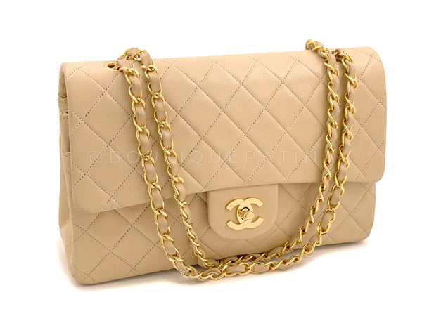 Chanel 1996 Vintage Beige Medium Classic Double Flap Bag 24k GHW - Boutique Patina