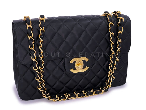 Chanel 1996 Vintage Black Maxi "Jumbo XL" Classic Flap Bag 24k GHW - Boutique Patina