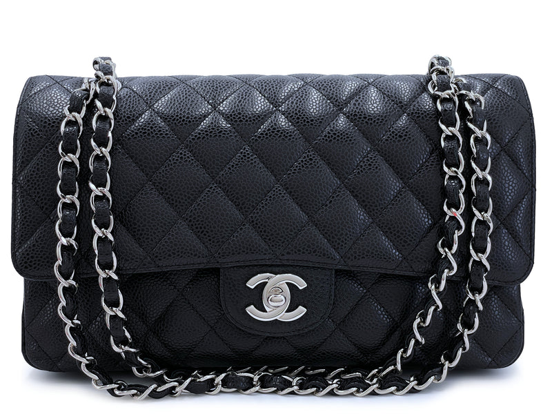 Chanel 2009 Black Caviar Medium Classic Double Flap Bag SHW