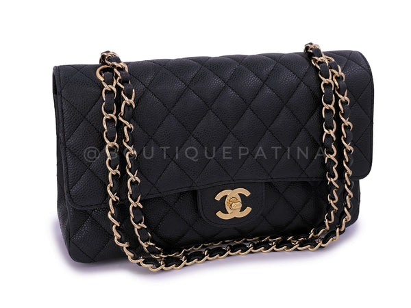 Chanel 2009 Vintage Black Caviar Medium Classic Double Flap Bag GHW - Boutique Patina