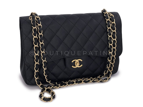 Chanel Black Caviar Jumbo Classic Double Flap Bag GHW - Boutique Patina