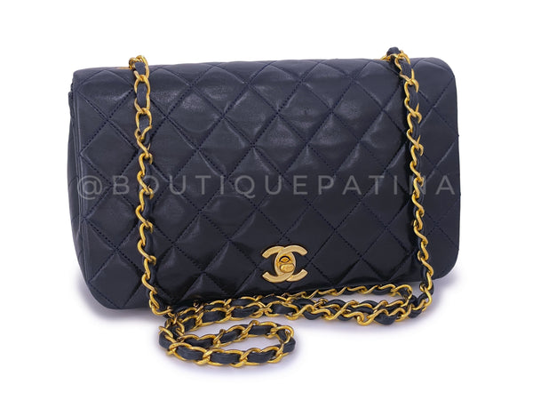 Chanel 1989 Vintage Midnight Blue-Black Full Flap Bag 24k GHW