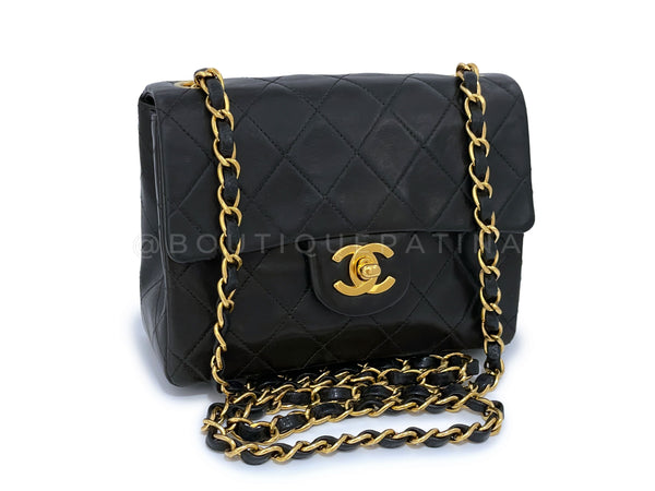 Chanel Vintage Black Square Mini Classic Flap Bag 24k GHW - Boutique Patina