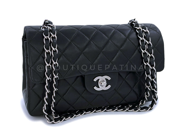 Chanel 2001 Vintage Black Small Classic Double Flap Bag SHW Lambskin - Boutique Patina