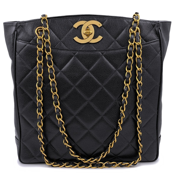 Rare Chanel 1994 Vintage Black Caviar Large Bucket Bag Front CC Pocket – Boutique  Patina