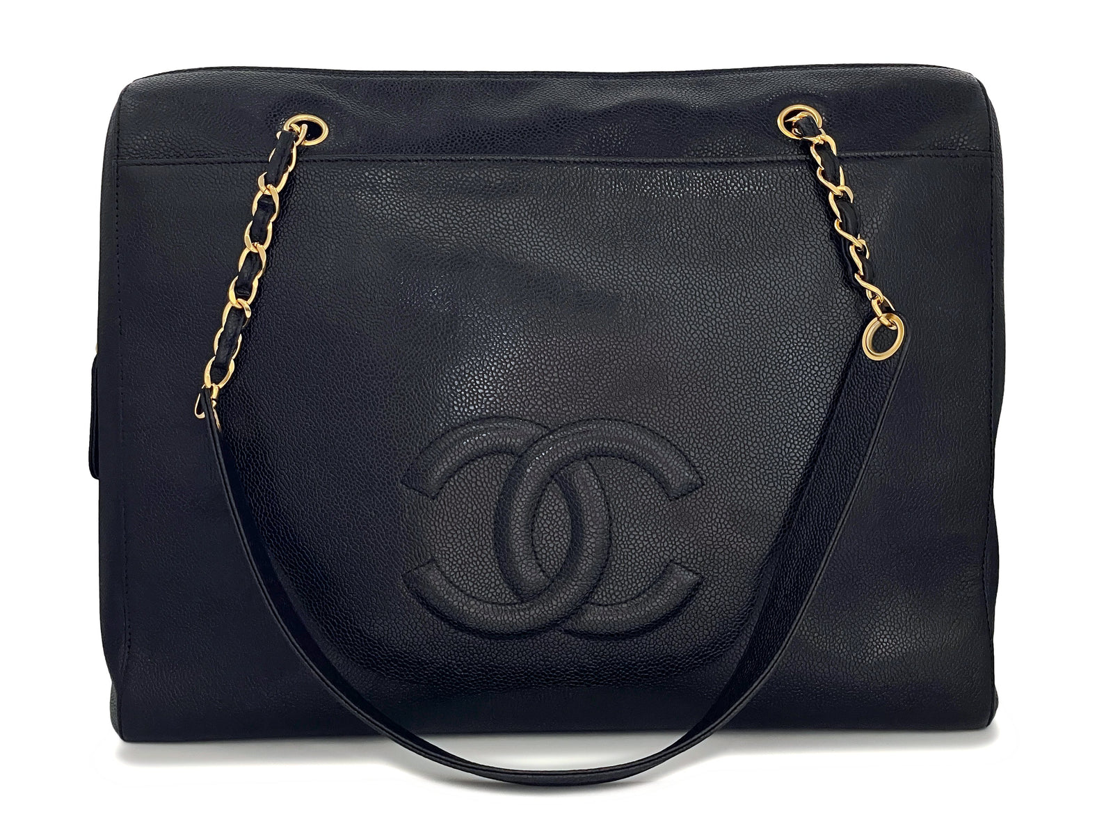 Chanel Vintage Black Caviar Weekender Large Zipped Shopper Tote Bag 24 – Boutique Patina