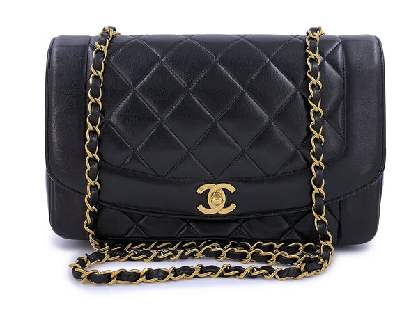 Chanel Vintage Black Medium Diana Flap Bag Lambskin 24k GHW