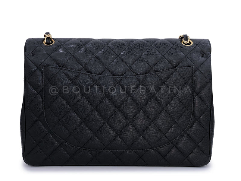Chanel Black Quilted Lambskin Maxi Classic Double Flap Gold Hardware, 2015-2016 (Very Good), Womens Handbag