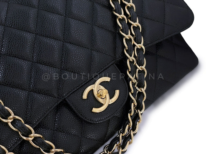 Chanel Black Chevron Patent Leather Maxi Classic Single Flap Bag Chanel