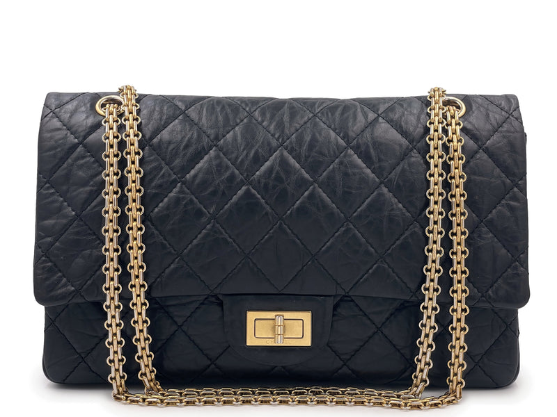 Chanel Black Aged Calfskin Reissue Medium 226 2.55 Flap Bag GHW