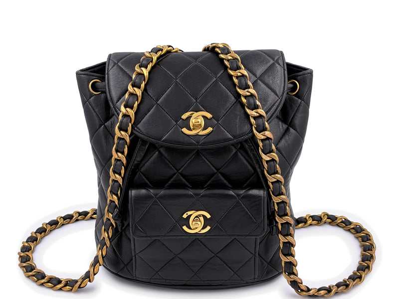 chanel leather backpack price Chanel Black Vintage Lambskin Duma Backpack Bag 24k GHW CAR – Boutique Patina
