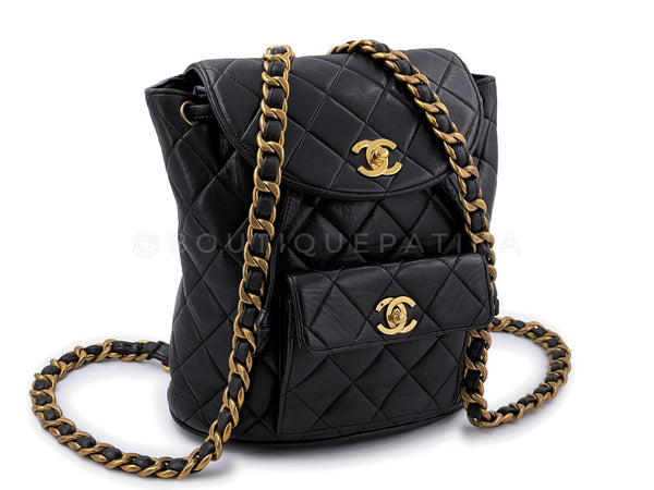 Chanel Black Vintage Lambskin Duma Backpack Bag 24k GHW