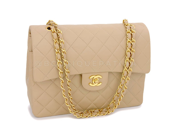Chanel 1989 Vintage Beige Tall Medium Classic Double Flap Bag 24k GHW - Boutique Patina