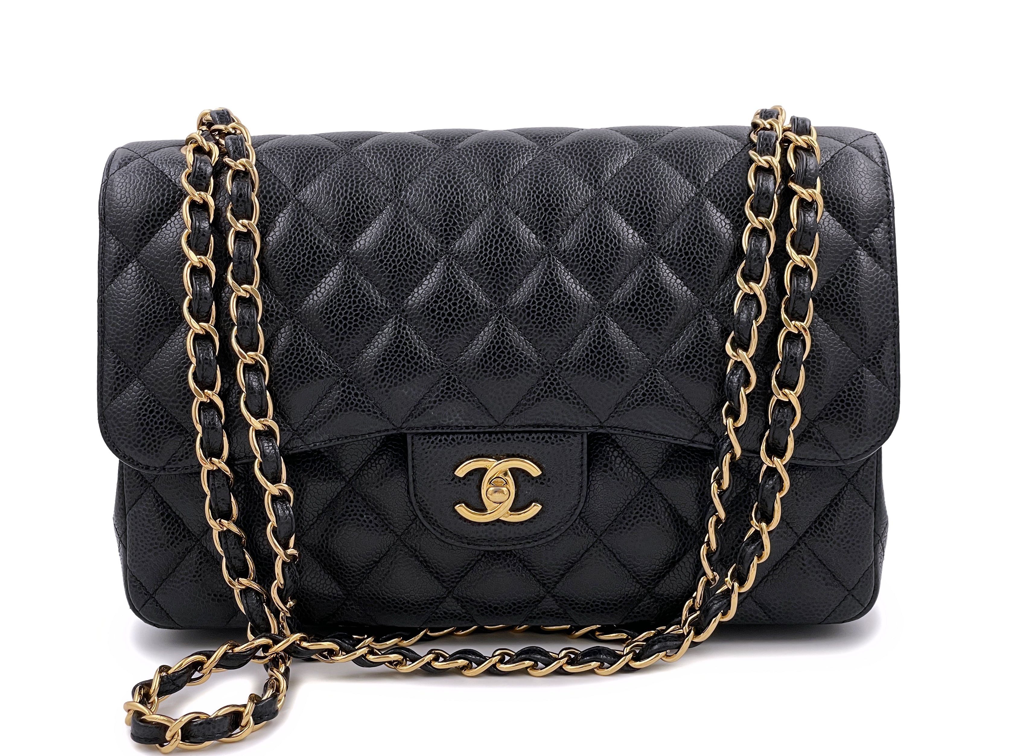Chanel Black Caviar Jumbo Classic Double Flap Bag GHW – Boutique Patina