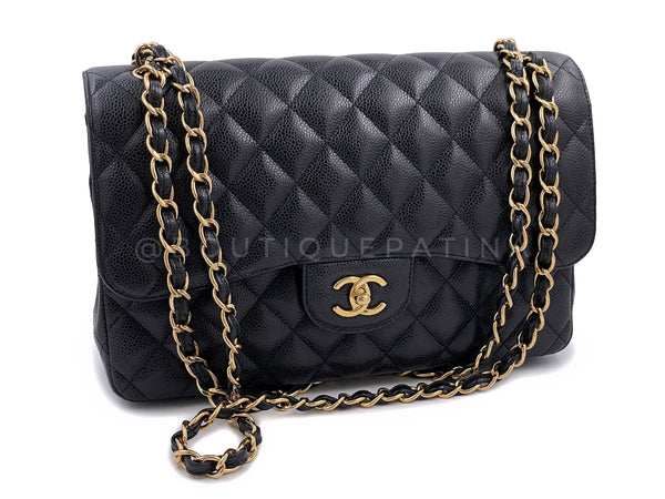 Chanel Black Caviar Jumbo Classic Double Flap Bag GHW