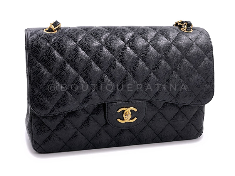Chanel Black Caviar Jumbo Classic Double Flap Bag GHW – Boutique