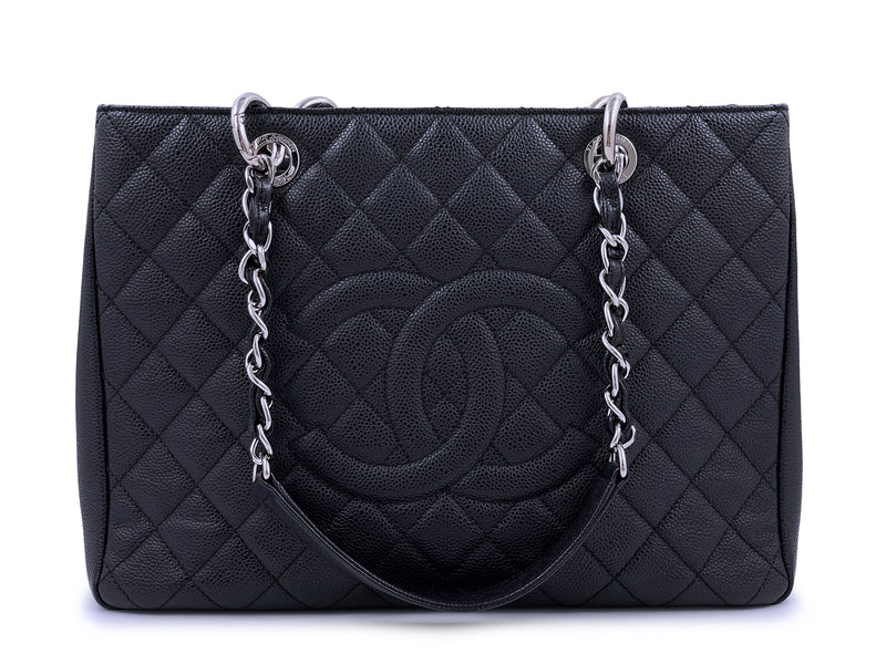 Chanel Black Caviar Grand Shopper Tote GST Bag SHW