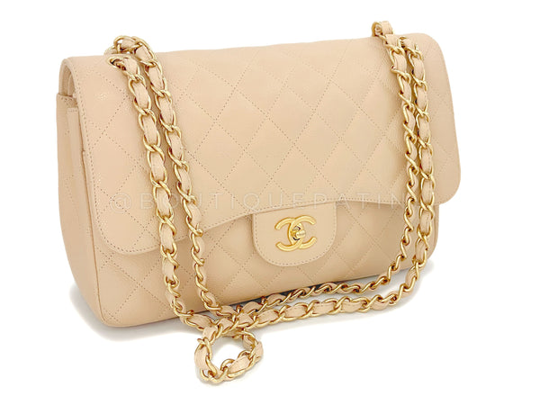 Chanel Beige Clair Caviar Jumbo Classic Double Flap Bag GHW