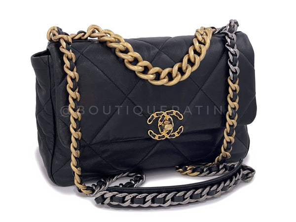 Chanel 19 Black Large Flap Bag Lambskin GHW - Boutique Patina