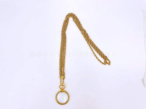 Chanel Vintage Classic Magnifying Glass Pendant Long Chain Necklace - Boutique Patina