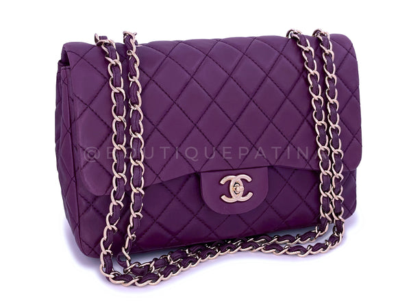 Chanel Plum Violet Purple Jumbo Classic Flap Bag GHW - Boutique Patina