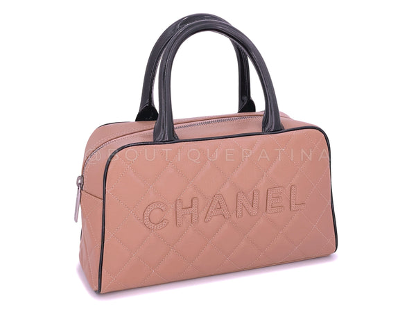 Chanel 2001 Vintage Blush Beige Small Lettered Bowler Bag - Boutique Patina