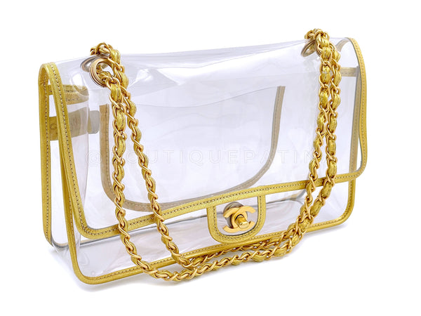 Chanel Vintage Limited Clear PVC Gold Trim Classic Flap Bag GHW - Boutique Patina