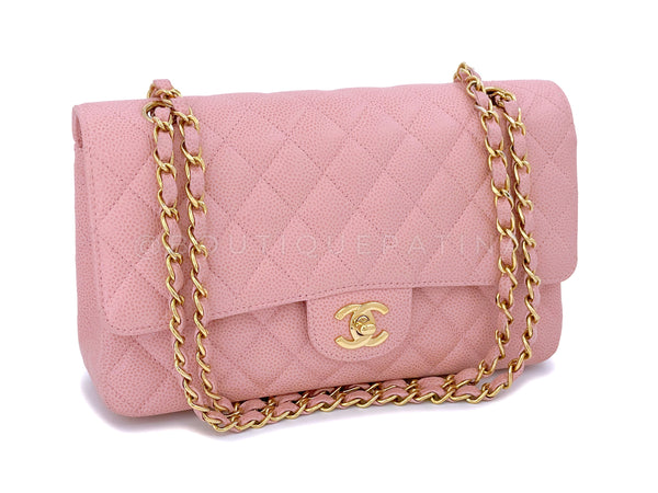 Chanel 2004 Vintage Sakura Pink Caviar Medium Classic Double Flap Bag 24k GHW - Boutique Patina