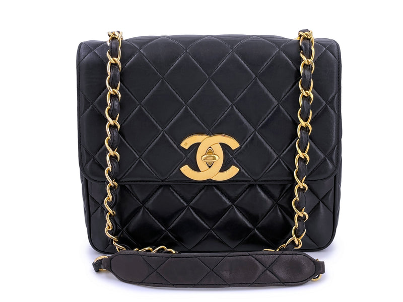 Chanel Vintage 1995 Black Oversized CC Square Crossbody Flap Bag
