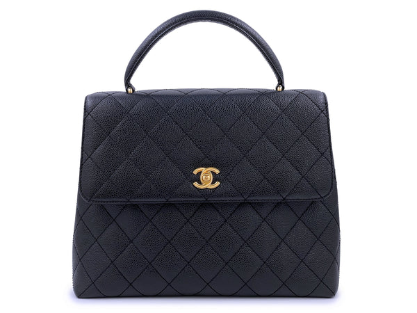 Chanel 2007 VIntage Black Caviar Kelly Flap Tote Bag 24k GHW
