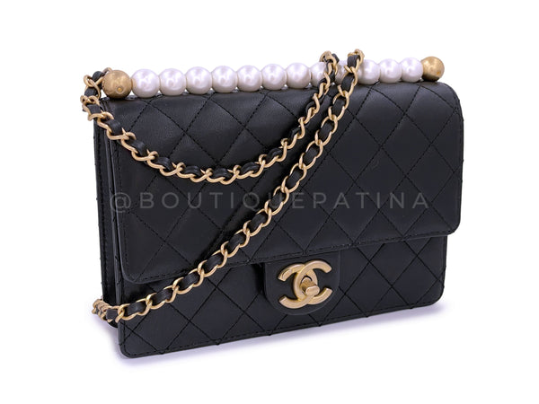 Pristine Chanel 19S Black Lambskin Chic Pearls Flap Bag GHW - Boutique Patina