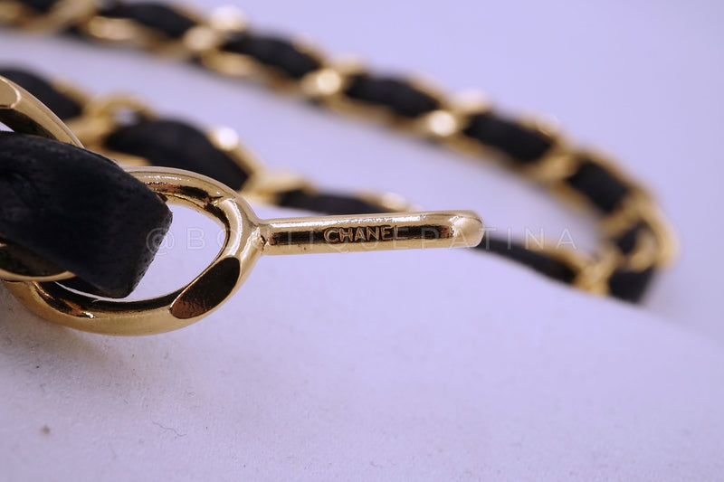 Chanel Vintage Woven Chain Mini Pouch Belt Black - Boutique Patina