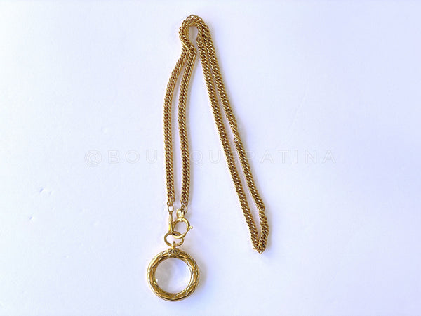 Chanel Vintage Classic Quilted Framed Magnifying Glass Pendant Long Necklace - Boutique Patina