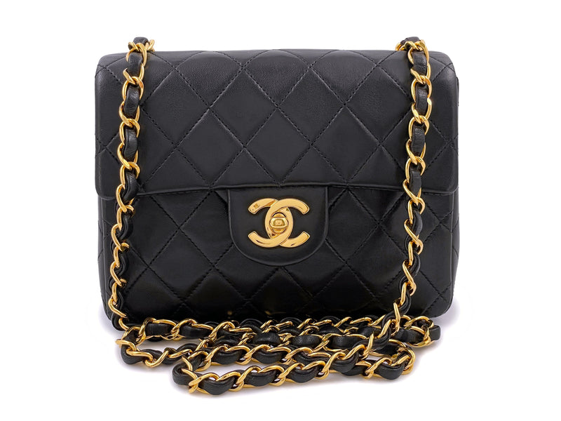 Chanel Vintage Black Square Mini Flap Bag 24k GHW