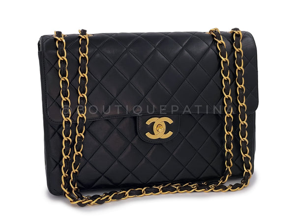 Chanel Black Vintage Jumbo Classic Flap Bag 24k GHW Lambskin - Boutique Patina