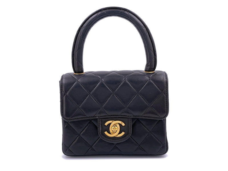 Chanel White Quilted Lambskin Vintage Classic Kelly Top Handle Bag in 2023