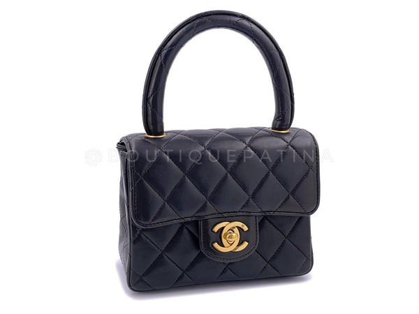 Chanel 1991 Vintage Black “Child” Extra Square Mini Kelly Bag